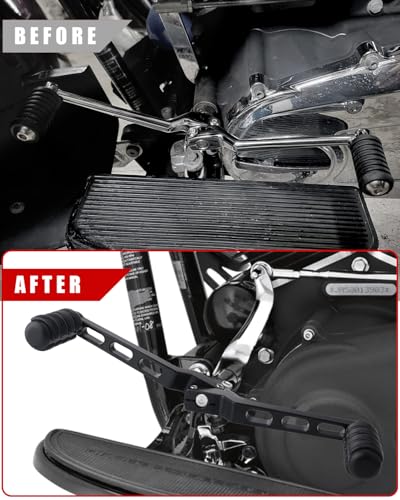 HAZAWA Heel Toe Gear Shifter Lever Pegs, CNC Shift Lever Peg Fit for Harley Touring Electra Glide Street Road Glide Road King 1988-later, FL Softail 1986-later, Tri Glide Trikes 2008-later (Black) - Image 4