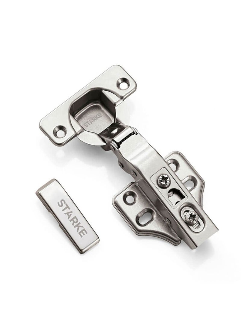 STARKE Pack of 8 Silver Soft Close Fast Mounted 1 Section Force Buffering Full Over Lay Hinge -, 105 Degree Opening Angle, 14-22 mm Application, Protective Cover & Screws included  - Image 2