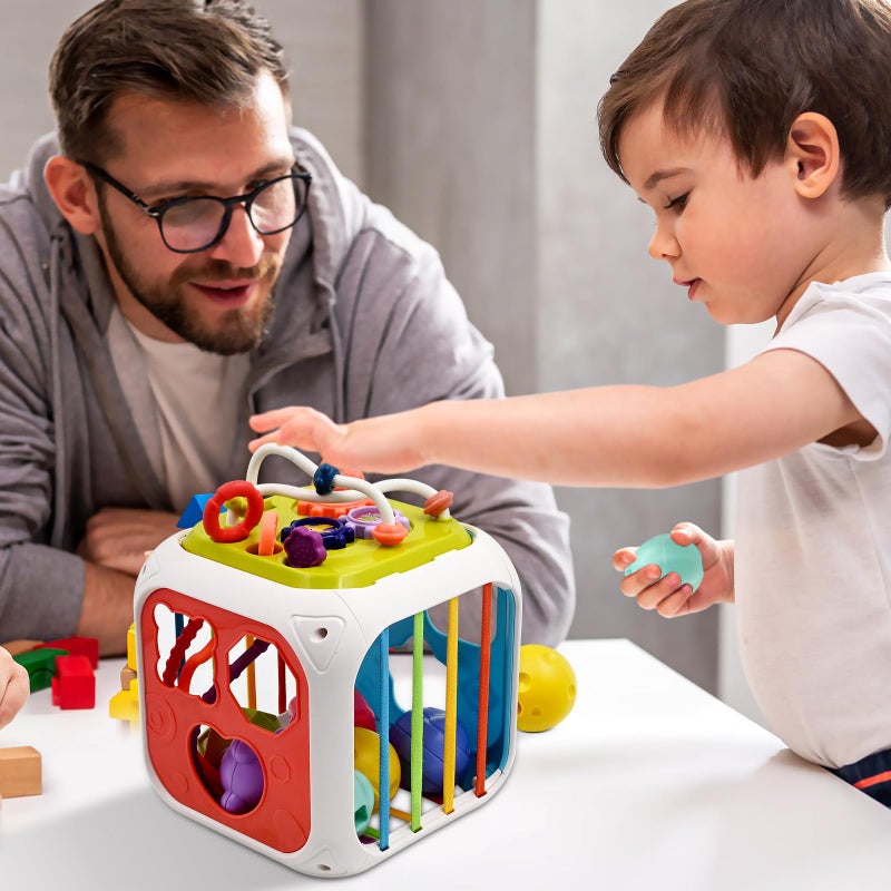 AiTuiTui Multifunction Baby Sensory Montessori Activity Cube Toys, Shape Sorter Early Learning Educational Interactive Toys for Infant Toddlers Boy Girl, Birthday Gifts Christmas Stocking Stuffers - Image 2