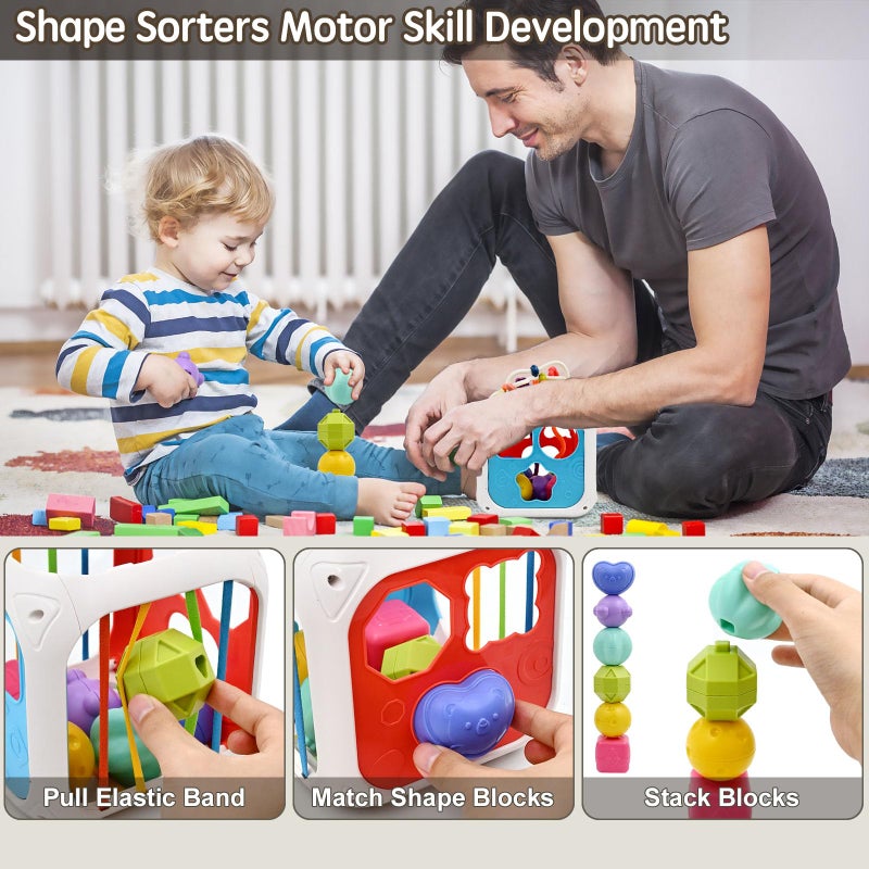 AiTuiTui Multifunction Baby Sensory Montessori Activity Cube Toys, Shape Sorter Early Learning Educational Interactive Toys for Infant Toddlers Boy Girl, Birthday Gifts Christmas Stocking Stuffers - Image 3