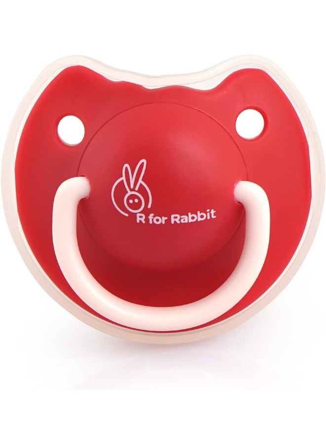 R for Rabbit Baby Tusky Pacifier Ultra Light Soft Silicone, Orthodontic Design, BPA-Free for Kids of 6 Months+ | Large | Red - Image 1