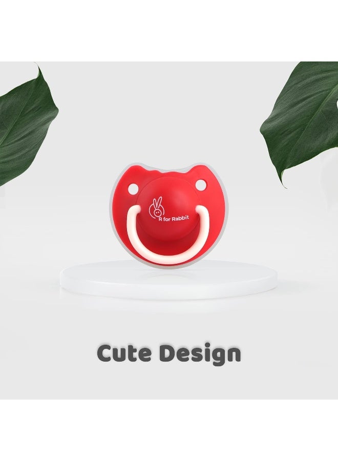 R for Rabbit Baby Tusky Pacifier Ultra Light Soft Silicone, Orthodontic Design, BPA-Free for Kids of 6 Months+ | Large | Red - Image 2