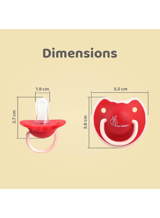 R for Rabbit Baby Tusky Pacifier Ultra Light Soft Silicone, Orthodontic Design, BPA-Free for Kids of 6 Months+ | Large | Red - Image 5