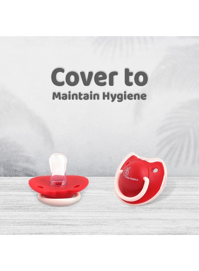 R for Rabbit Baby Tusky Pacifier Ultra Light Soft Silicone, Orthodontic Design, BPA-Free for Kids of 6 Months+ | Large | Red - Image 4