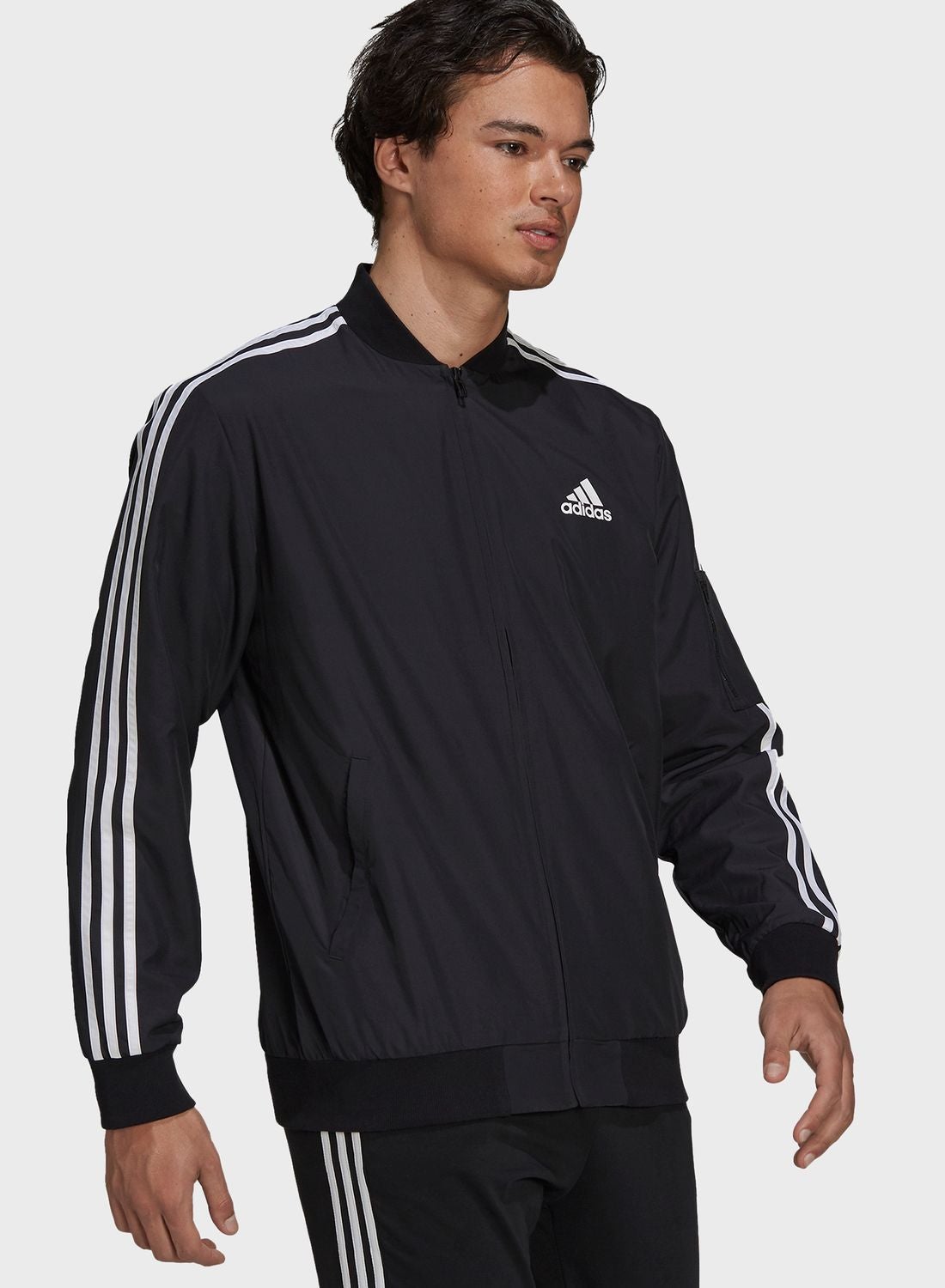 adidas 3 stripe bomber jacket