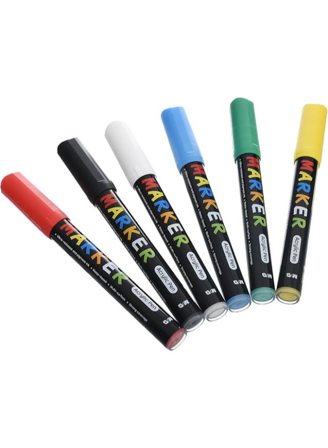 M&G Acrylic Pen Set, Bold Art Creations, Fine Tip, Non-Toxic Ink, 6 Colors - Image 2