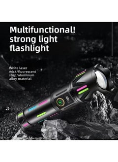 Generic Outdoor Strong Color Bar White Laser Flashlight Digital Telescopic Zoom Charging Treasure Aluminum Alloy Flashlight-Color:B602 White Laser Flashlight + Color Box + Usb Cable + 1 Battery  - Image 1