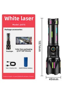 Generic Outdoor Strong Color Bar White Laser Flashlight Digital Telescopic Zoom Charging Treasure Aluminum Alloy Flashlight-Color:B602 White Laser Flashlight + Color Box + Usb Cable + 1 Battery  - Image 3