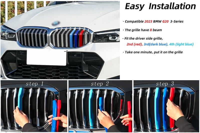 RPERZ Grille color stripes Compatible bmw accessories 2023 BMW G20 3 Series 330i 330e sedan xDrive 8 Beam - Image 5