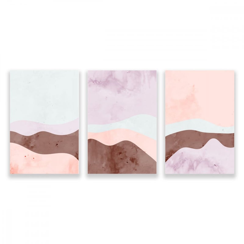 Marktna Three modern canvas paintings with an abstract design and a hollow frame, measuring (90×40), three pieces - Image 1