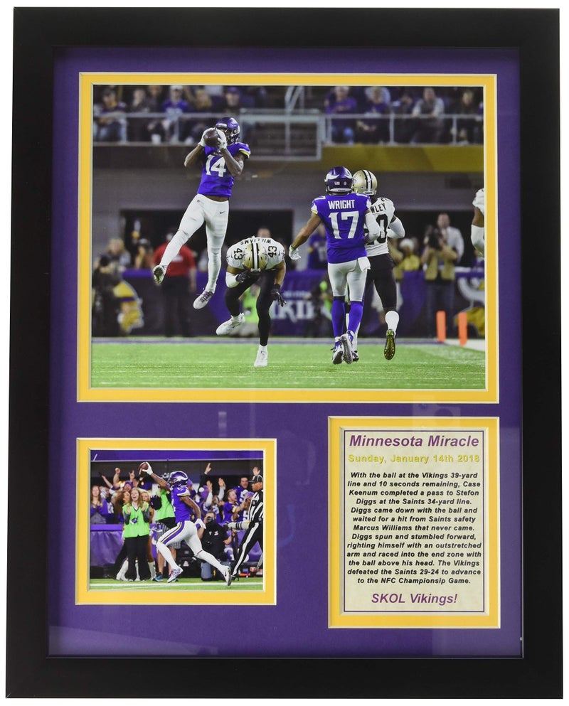 Legends Never Die Minneapolis Miracle  Minnesota Vikings NFL Divisional Playoff 2018 Collectible  Framed Photo Collage Wall Art Decor  12x15  Legends Never Die Multicolor MINNYMIRU 