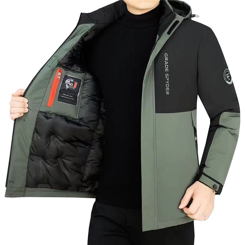 Mens Casual Detachable Hooded Cotton Coat Thickened Warm Winter Jacket MY1234 Gray - Image 3