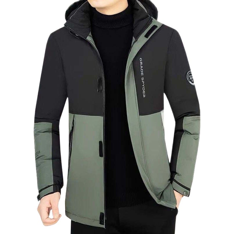 Mens Casual Detachable Hooded Cotton Coat Thickened Warm Winter Jacket MY1234 Gray - Image 4