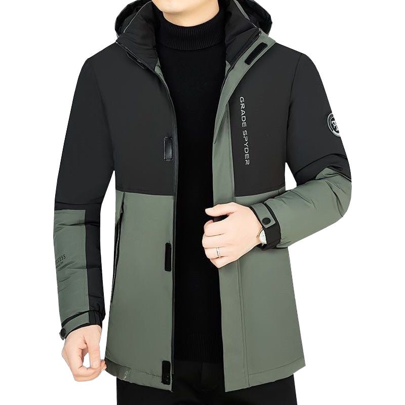 Mens Casual Detachable Hooded Cotton Coat Thickened Warm Winter Jacket MY1234 Gray - Image 5