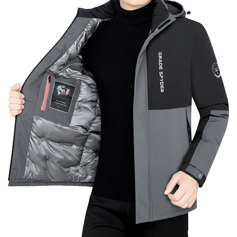 Mens Casual Detachable Hooded Cotton Coat Thickened Warm Winter Jacket MY1234 Gray - Image 1