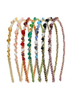 Lawie Hairband 7 Pack - Glitter Sparkly Fancy Delicate Rhinestone Crystal Metal Wire Headbands, Hair Hoops, Cross Bands, Crown Tiara Hair Holder For Women Girls  - Image 1