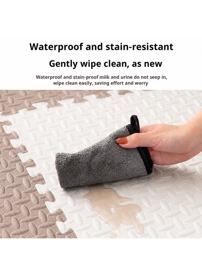skjvxt 12PCS Interlocking Foam Mats, EVA Foam, Colorful Puzzle Exercise Mat, Soft and Breathable, 30x30x1cm, (White and Coffee) - Image 2