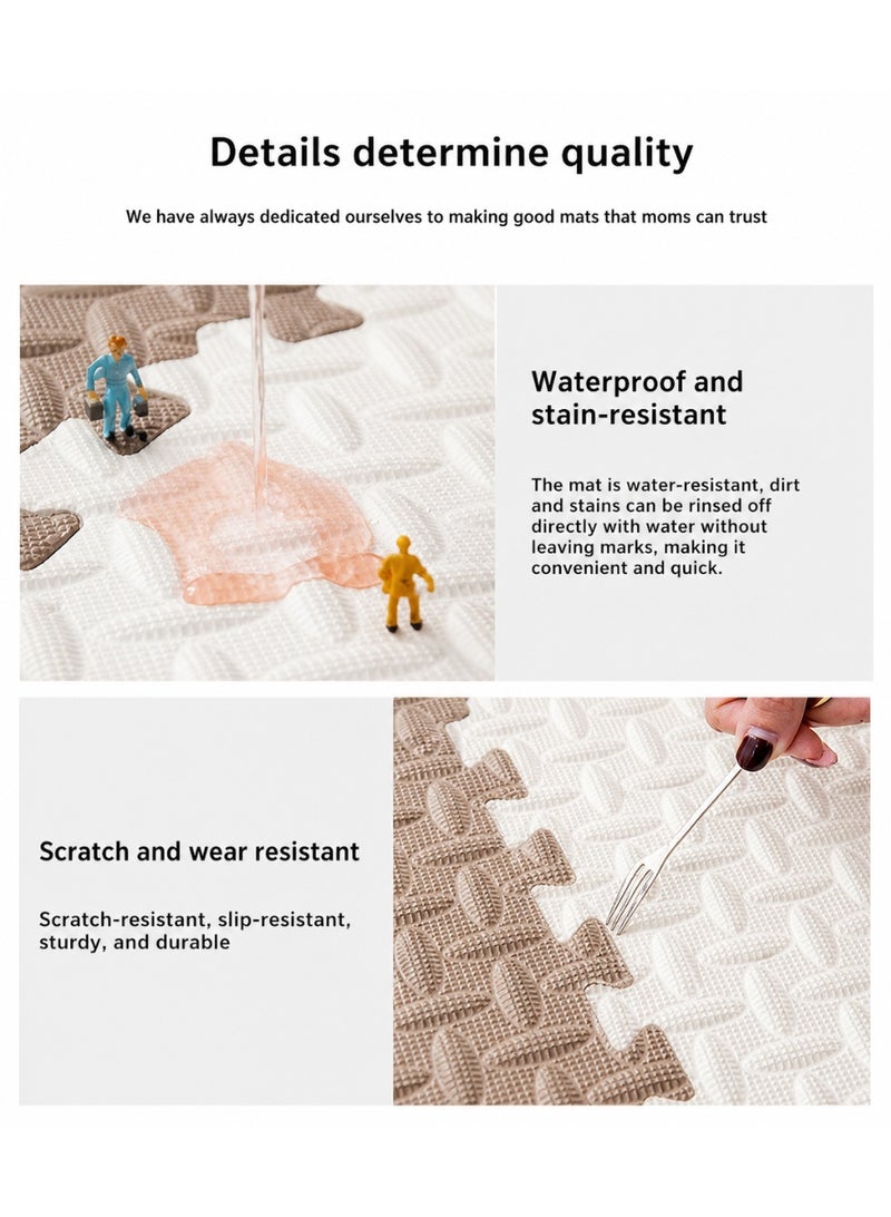skjvxt 12PCS Interlocking Foam Mats, EVA Foam, Colorful Puzzle Exercise Mat, Soft and Breathable, 30x30x1cm, (White and Coffee) - Image 4