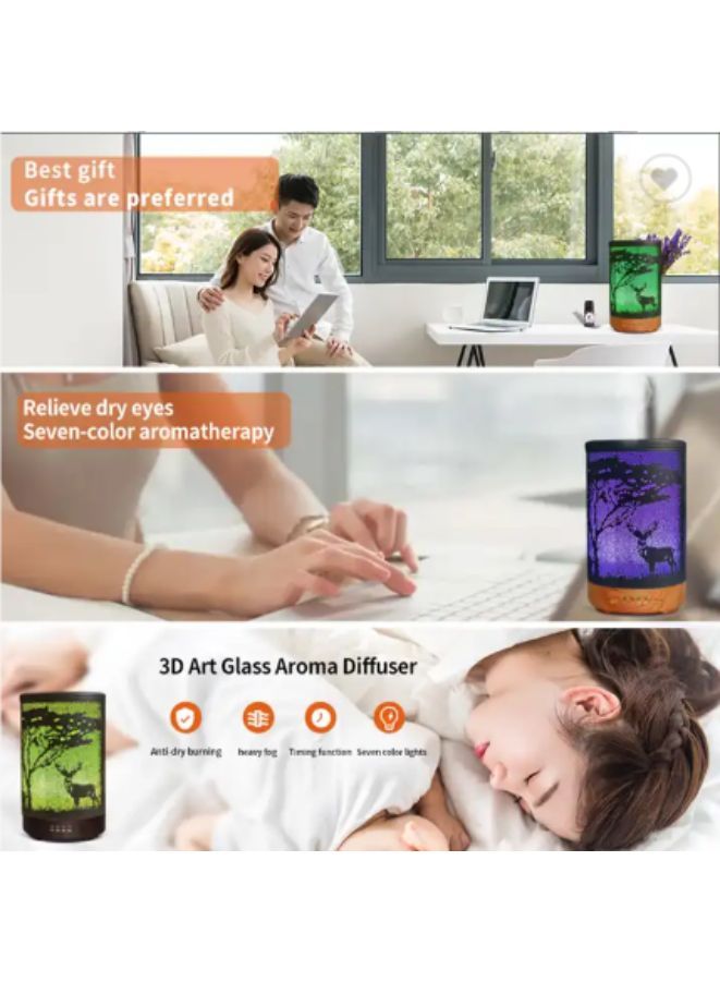 Essential Oil Diffuser With 120 Ml Capacity. Metal Aromatherapy Diffuser With Auto Shut Off Protection, Waterless, 7 Selectable Led Colors, for Home, Office, Spa, Deer - Image 2