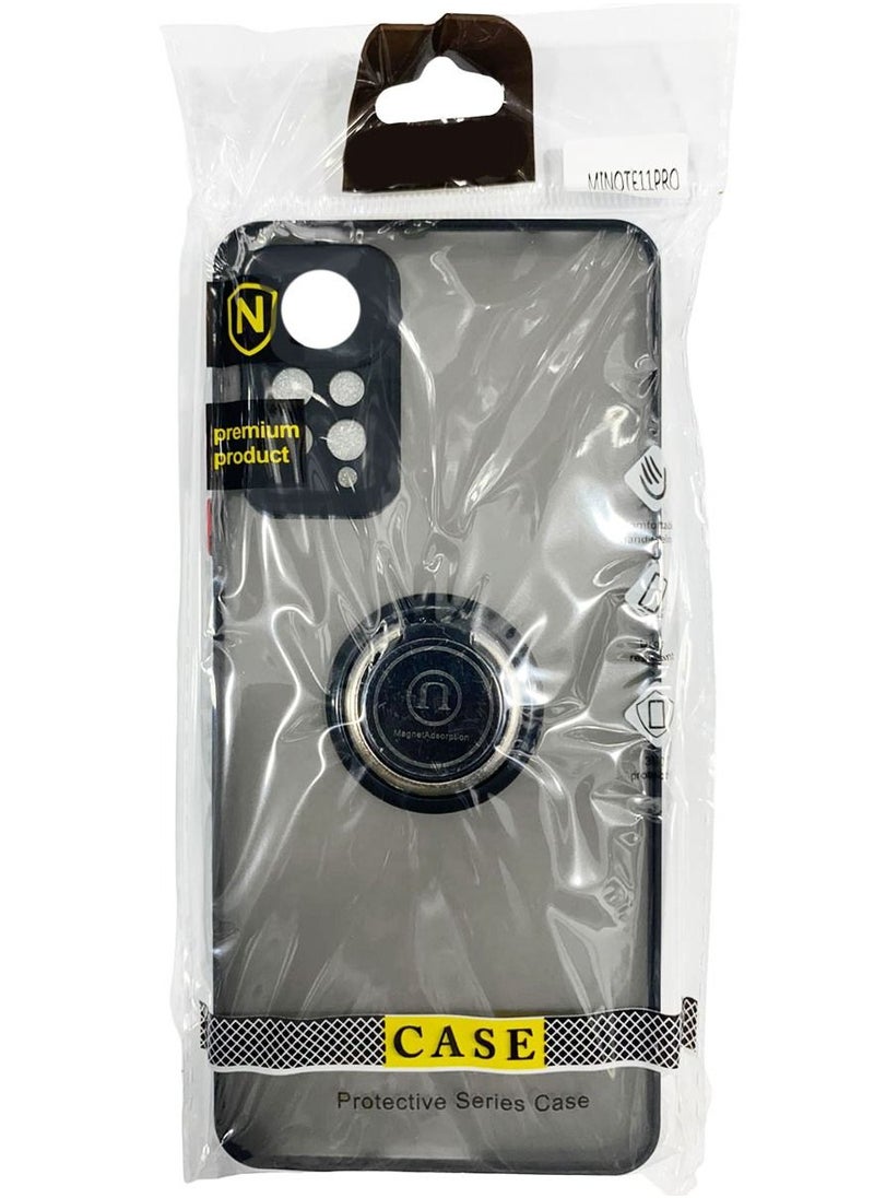 erorex Protective Case Cover For MI Note 11 Pro With Magnetic Ring Holder Black  - Image 2