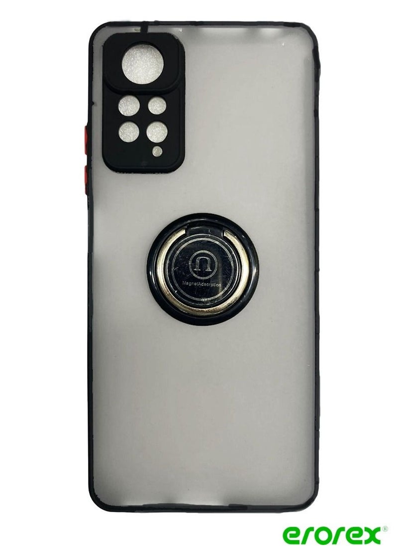 erorex Protective Case Cover For MI Note 11 Pro With Magnetic Ring Holder Black  - Image 1