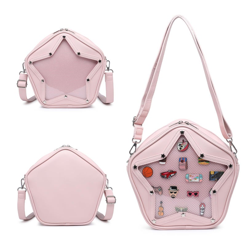 CHERRY SAUCE Kawaii Star PU Leather Ita Bag Y2k Shoulder Crossbody Bag Aesthetic Cute Pin Display - Image 3