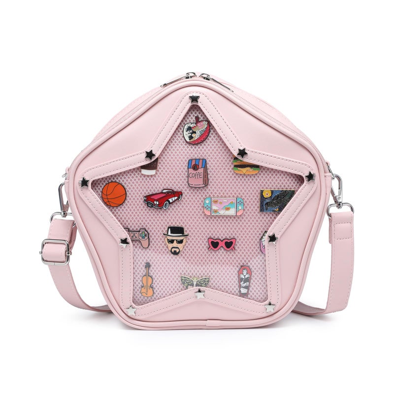 CHERRY SAUCE Kawaii Star PU Leather Ita Bag Y2k Shoulder Crossbody Bag Aesthetic Cute Pin Display - Image 1