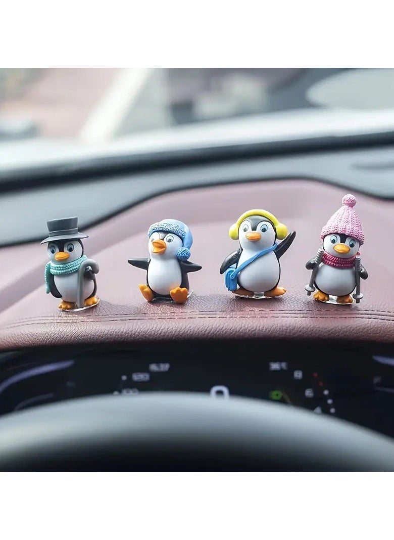 Generic - 4pcs Penguin Design Car Ornaments, Cartoon Penguin Cute Creative Car Interior Ornaments, Car Dashboard Decoration - Image 1