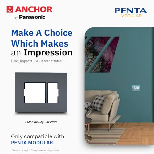 Anchor by Panasonic Penta 8 Module Black Regular Cover Plate for Switch Board (Black, 65902B-2) - Image 3