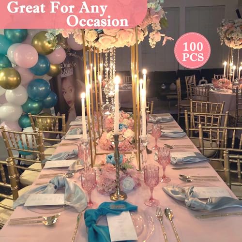 LEYIQU Plastic Wine Glasses, Plastic Goblets Vintage Style Cordial Unbreakable Drinking Glasses, Reusable Drinkware for Wedding Reception, Grand Event Party Supplies (100, Pink) - Image 4