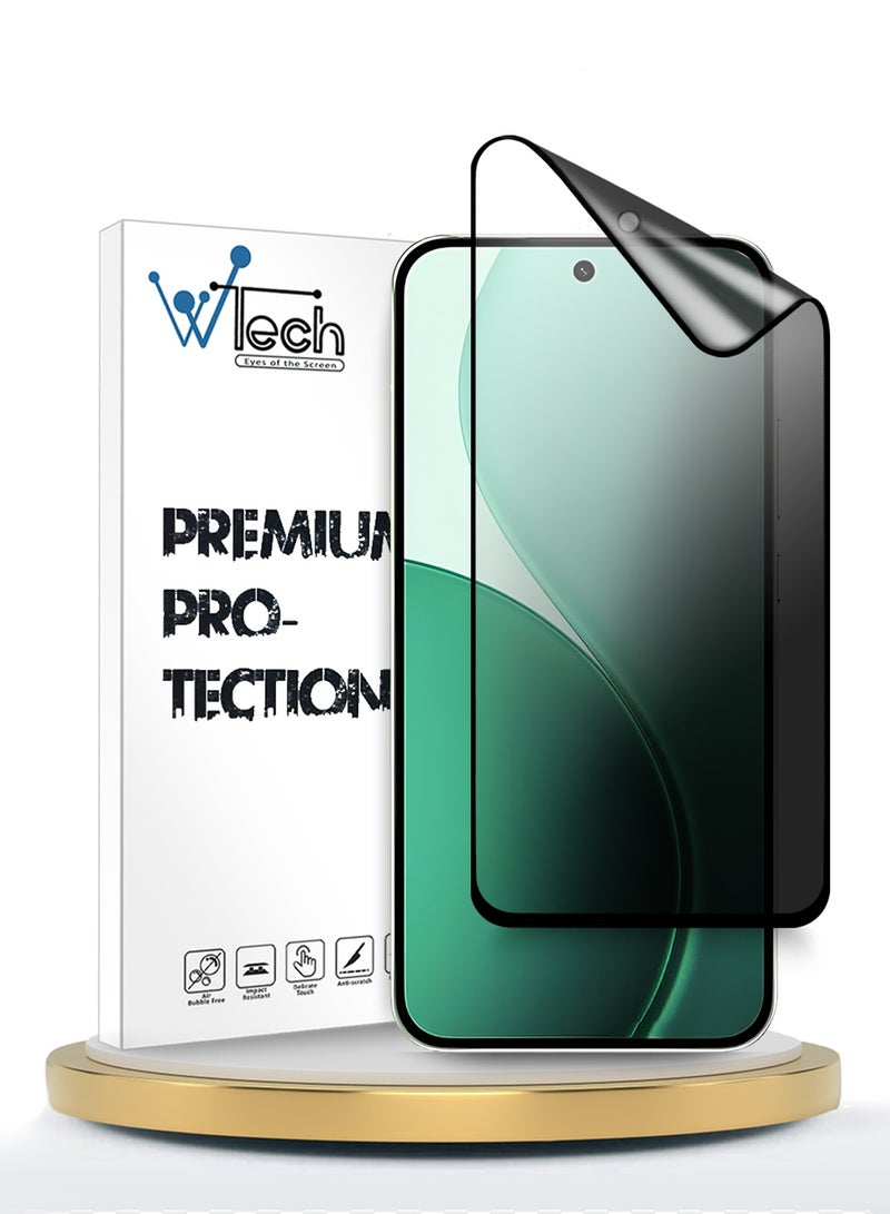Wtech Oppo Reno14 F 5G 2025 Premium Nano Ceramic Privacy Full Glue Full Cover Matte Flexible Screen Protector (MSCNMP) - Clear/Black - Image 1