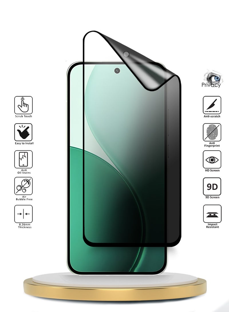 Wtech Oppo Reno14 F 5G 2025 Premium Nano Ceramic Privacy Full Glue Full Cover Matte Flexible Screen Protector (MSCNMP) - Clear/Black - Image 2