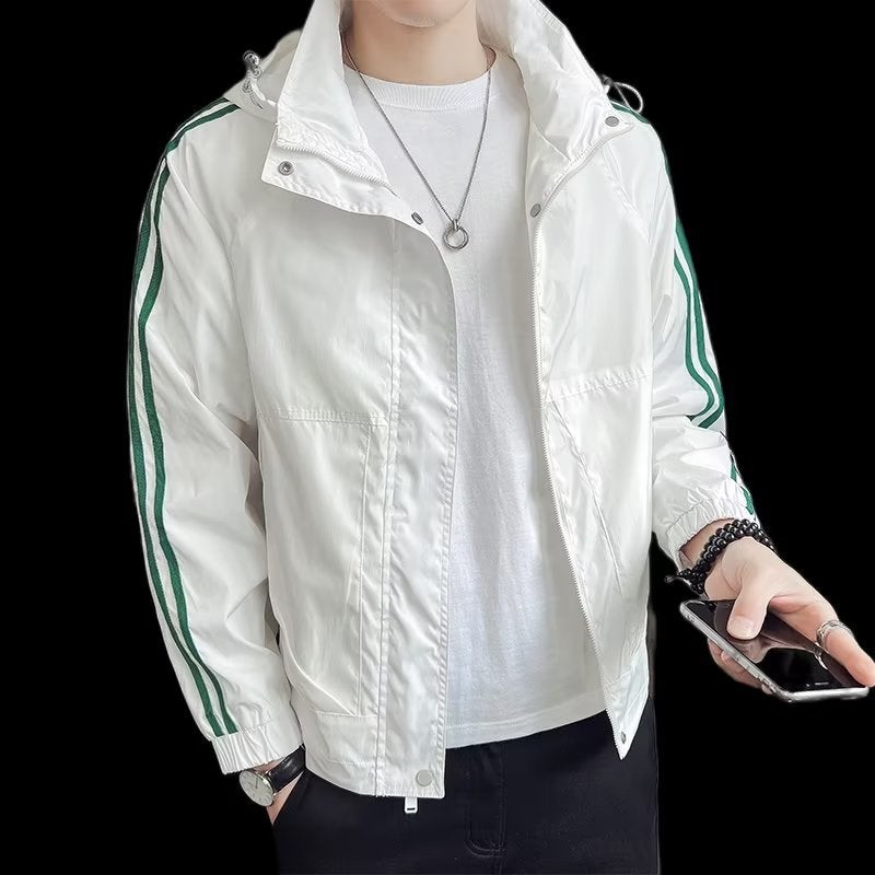 Trendy Slim Fit Mens Jacket Casual Workwear White - Image 3