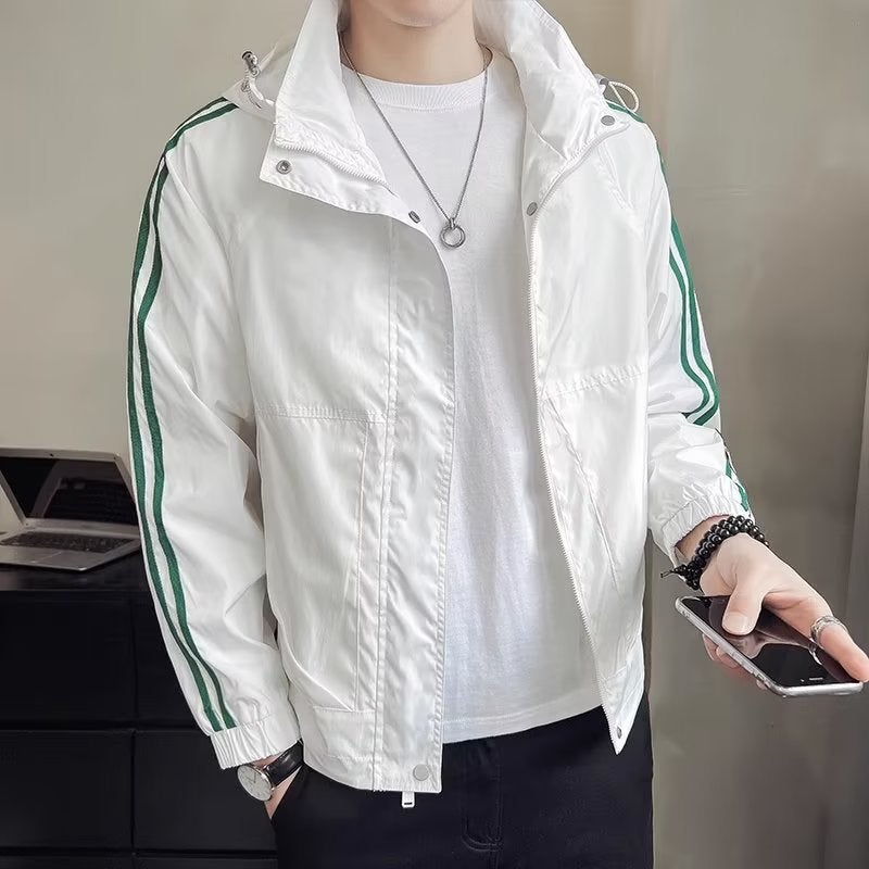Trendy Slim Fit Mens Jacket Casual Workwear White - Image 1