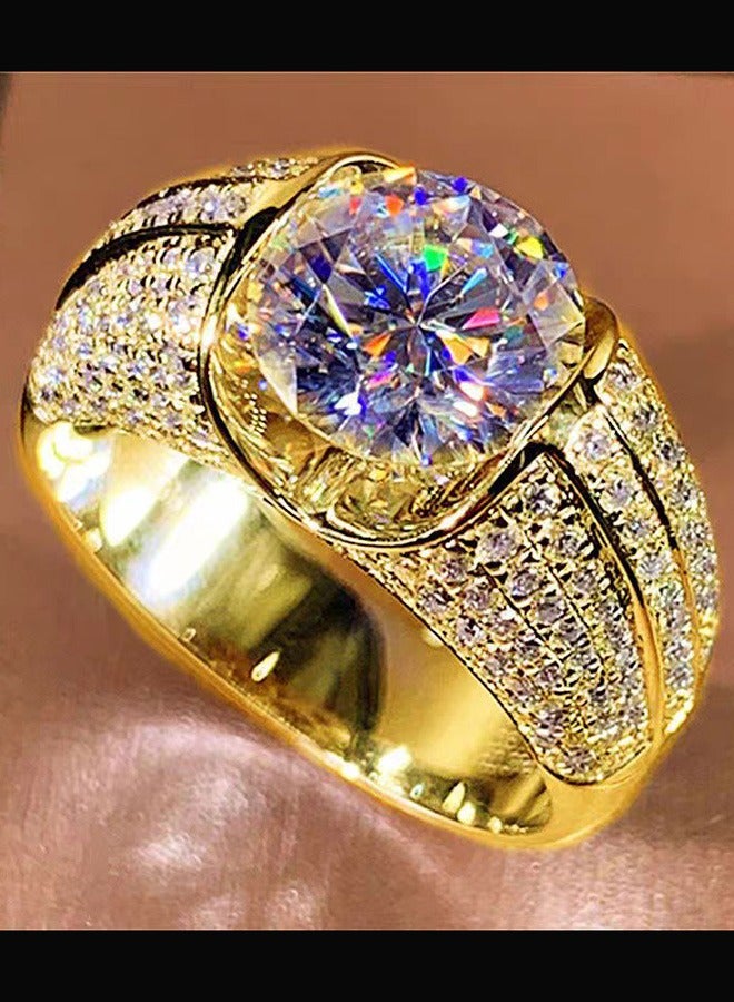 حقيقيّ نوع ذهب حلقة 5 قيراط تقليد ماس ماس إمرأة حلقة - Image 1