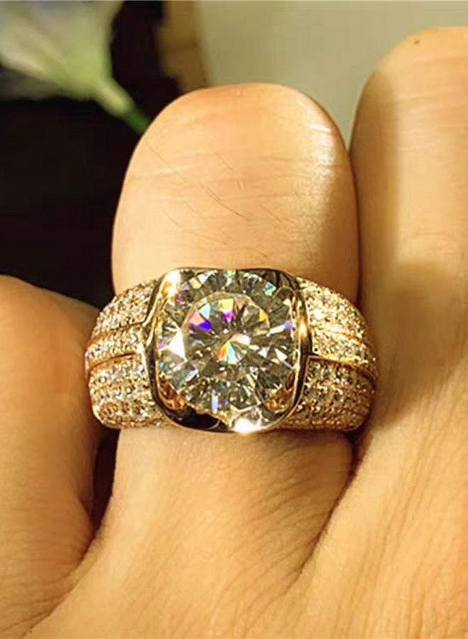 حقيقيّ نوع ذهب حلقة 5 قيراط تقليد ماس ماس إمرأة حلقة - Image 3