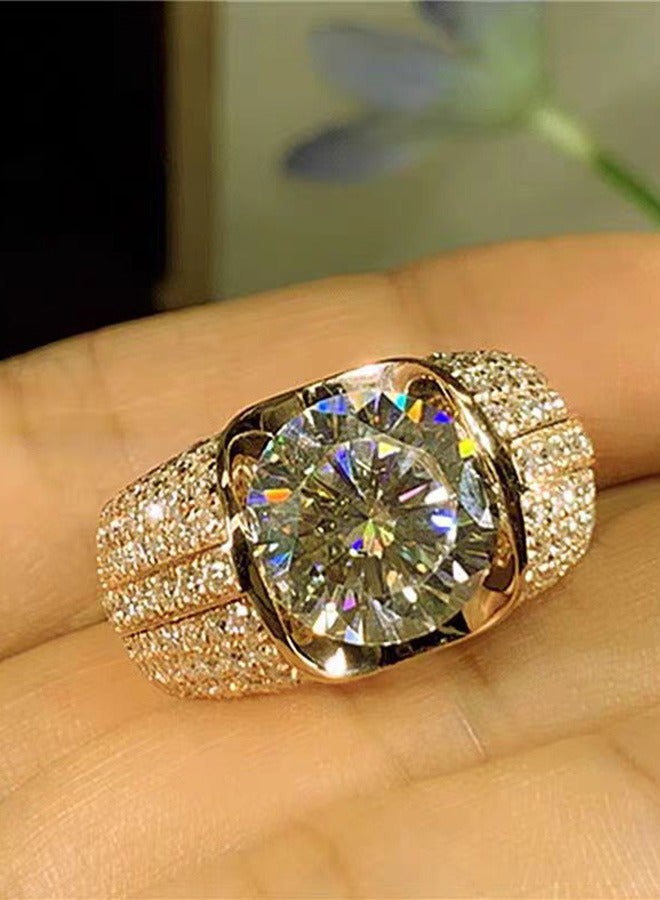 حقيقيّ نوع ذهب حلقة 5 قيراط تقليد ماس ماس إمرأة حلقة - Image 2