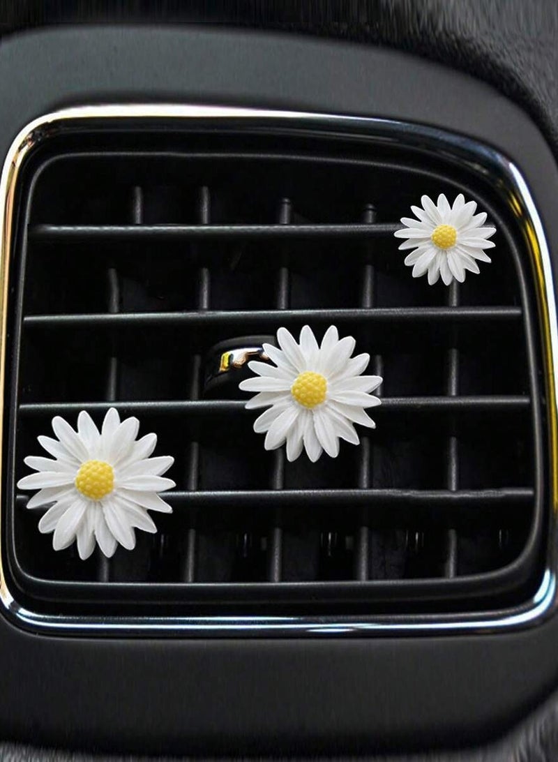 Car Air Freshener Decoration White Daisy Flower Design for Air Vent – Elegant Interior Car Accessory – Set of 3 Pieces - Image 1
