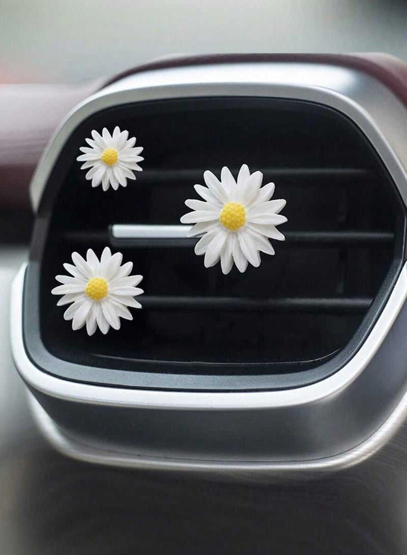 Car Air Freshener Decoration White Daisy Flower Design for Air Vent – Elegant Interior Car Accessory – Set of 3 Pieces - Image 2