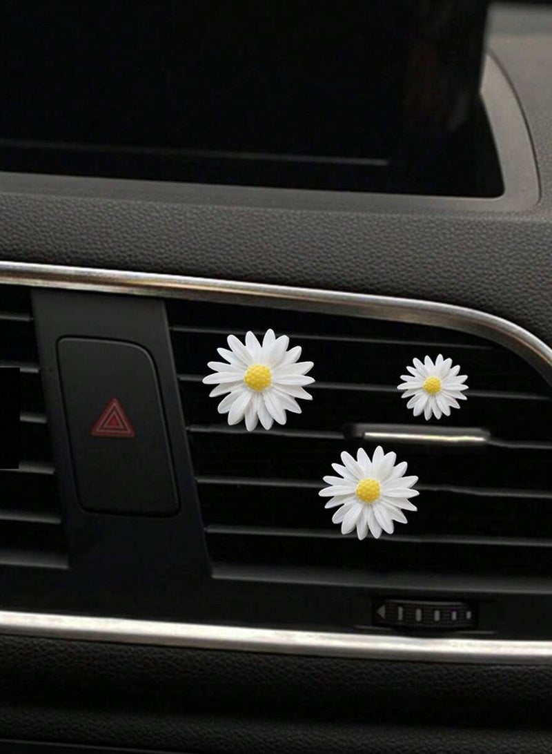 Car Air Freshener Decoration White Daisy Flower Design for Air Vent – Elegant Interior Car Accessory – Set of 3 Pieces - Image 3