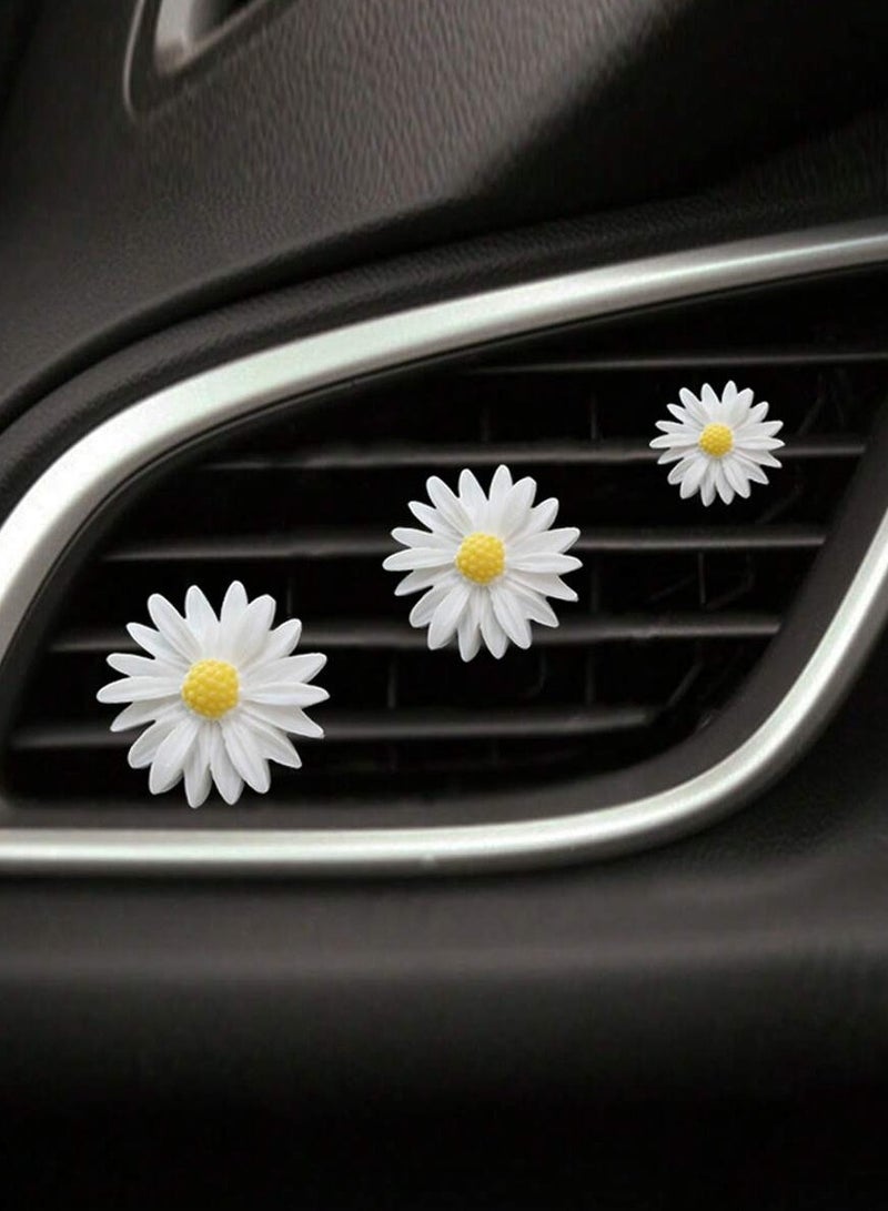 Car Air Freshener Decoration White Daisy Flower Design for Air Vent – Elegant Interior Car Accessory – Set of 3 Pieces - Image 4