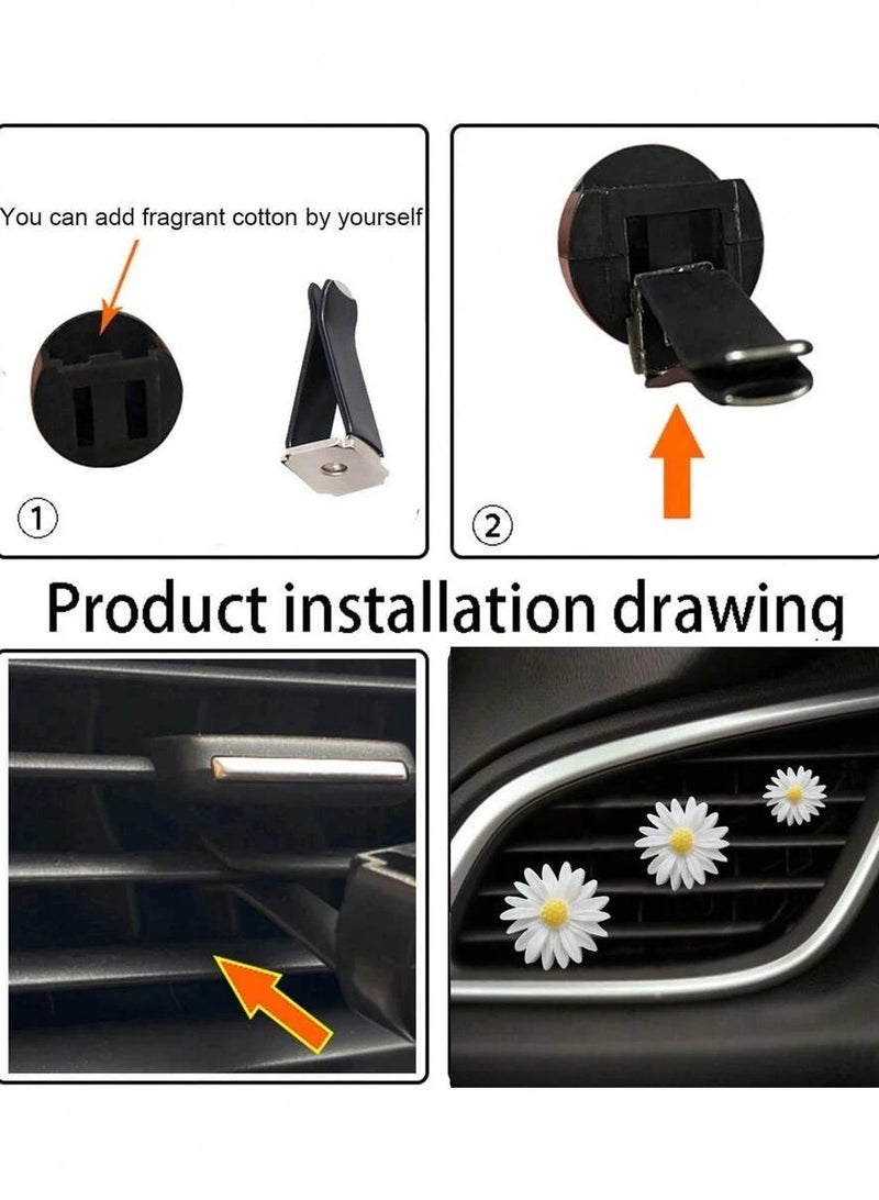 Car Air Freshener Decoration White Daisy Flower Design for Air Vent – Elegant Interior Car Accessory – Set of 3 Pieces - Image 5