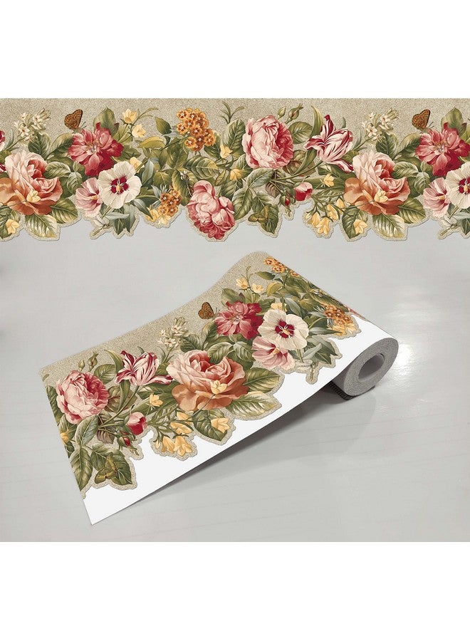 WallDesign Classic Vintage Flower & Butterfly Designer Frill Border for Wall, Door, Window Frame, Home Decor, Kitchen, Bathroom - 5.25 Inch Width x 20 Feet Length, Vinyl - Image 1