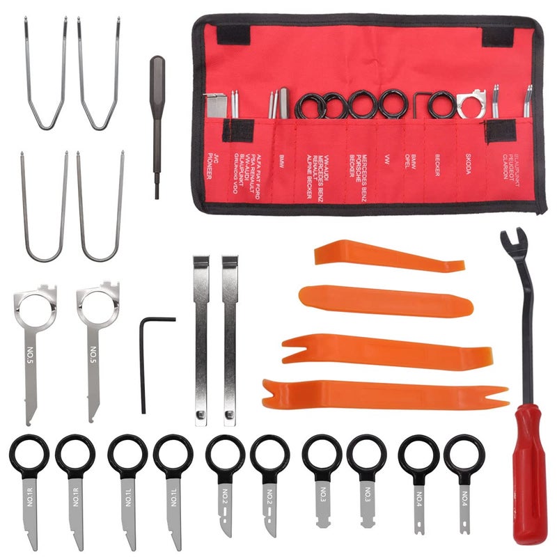 Seamaka 20pcs Radio Removal Tool Kit with 4 Pcs Panel Removal Tools and A Chort Clip Release Tool,Universal Stereo CD Player Removal Key Kit for Most Car and Truck O-051 - Image 1