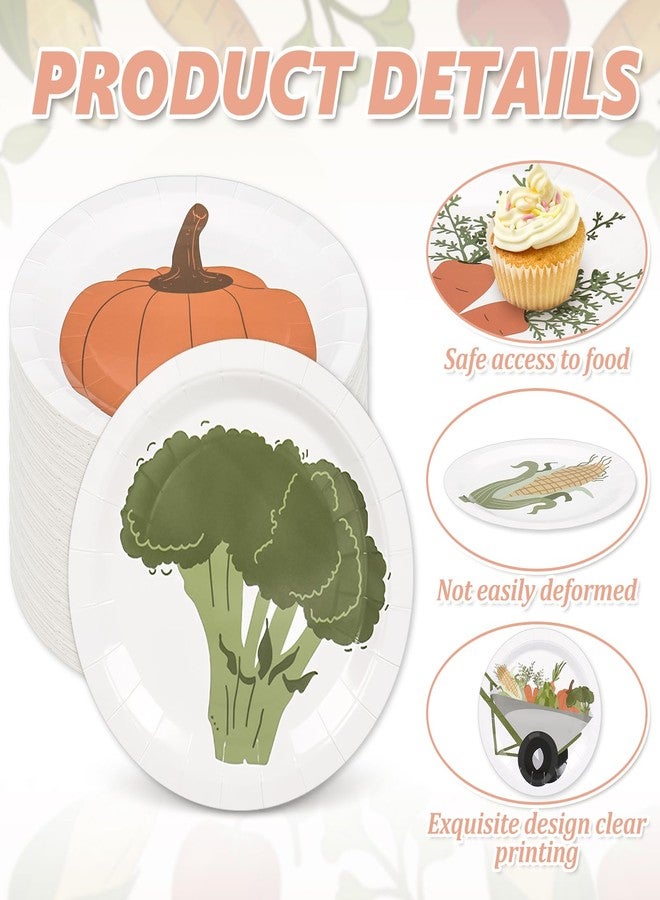 Whaline Locally Grown Baby Shower Paper Plates Vegetable Theme Disposable Plate Farmer Market Dinnerware Plate 9 Inch for Party Supplies Table Decor, 24Pcs - Image 3