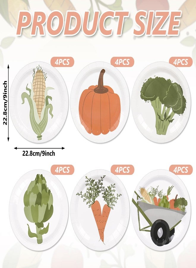 Whaline Locally Grown Baby Shower Paper Plates Vegetable Theme Disposable Plate Farmer Market Dinnerware Plate 9 Inch for Party Supplies Table Decor, 24Pcs - Image 2