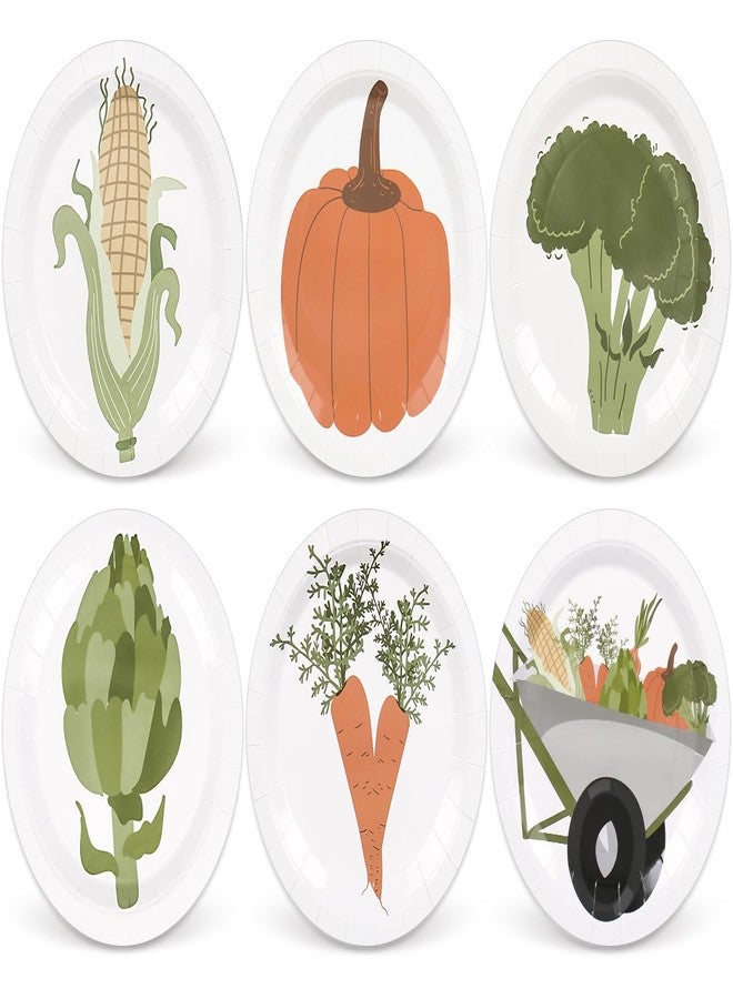 Whaline Locally Grown Baby Shower Paper Plates Vegetable Theme Disposable Plate Farmer Market Dinnerware Plate 9 Inch for Party Supplies Table Decor, 24Pcs - Image 1
