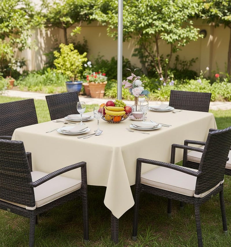 Fitable Table Cover Outdoor and Indoor Tablecloth Washable Waterproof Wrinkle Free Table Cloth with Zipper and Umbrella Hole for SpringSummerPartyPicnicBBQSPatio Beige 60x84 inch - Image 3