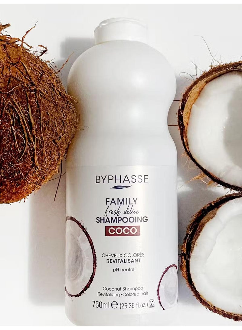 BYPHASSE Family Fresh Delice Shampoo With Coconut 750 ML - Image 2