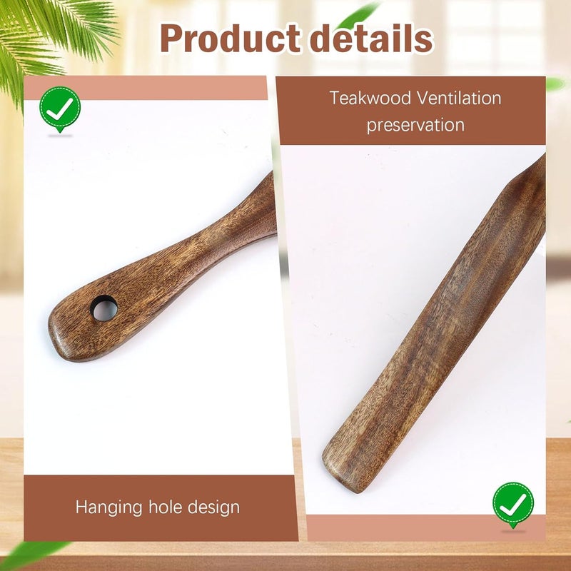 Quadafy 2 Pack Wooden Spatula for Cooking, Sourdough Spurtle Spatula With Hanging Holes, Wooden Dowel for Sourdough, Kitchen Tools for Fermentation, Dough Stir - Image 5